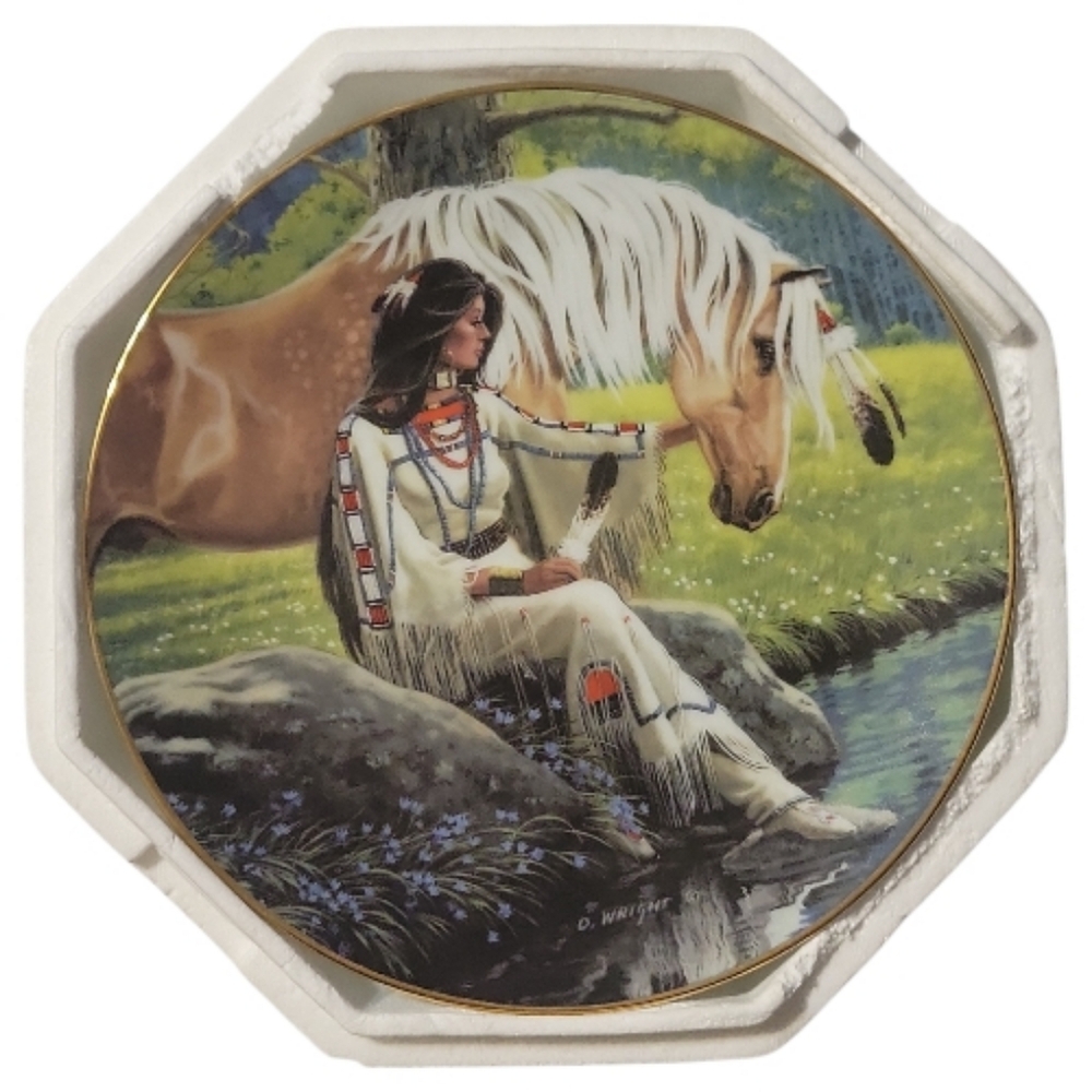 VTG 92 PRAIRIE FLOWER PRINCESSES  PLAINS Hamilton Collector’s Plate INDIAN HORSE